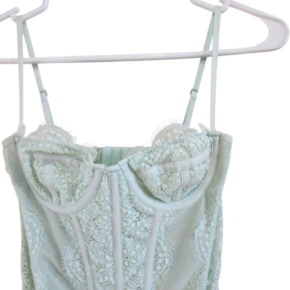 Y2K Out From Under Spaghetti Adjustable Strap Corset Top Mint Green Size Small - Picture 4 of 8